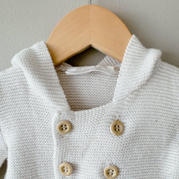 H&M Knit button up hoodie sweater 2-4m unisex baby girl boy kids clothes - Picture 3 of 12